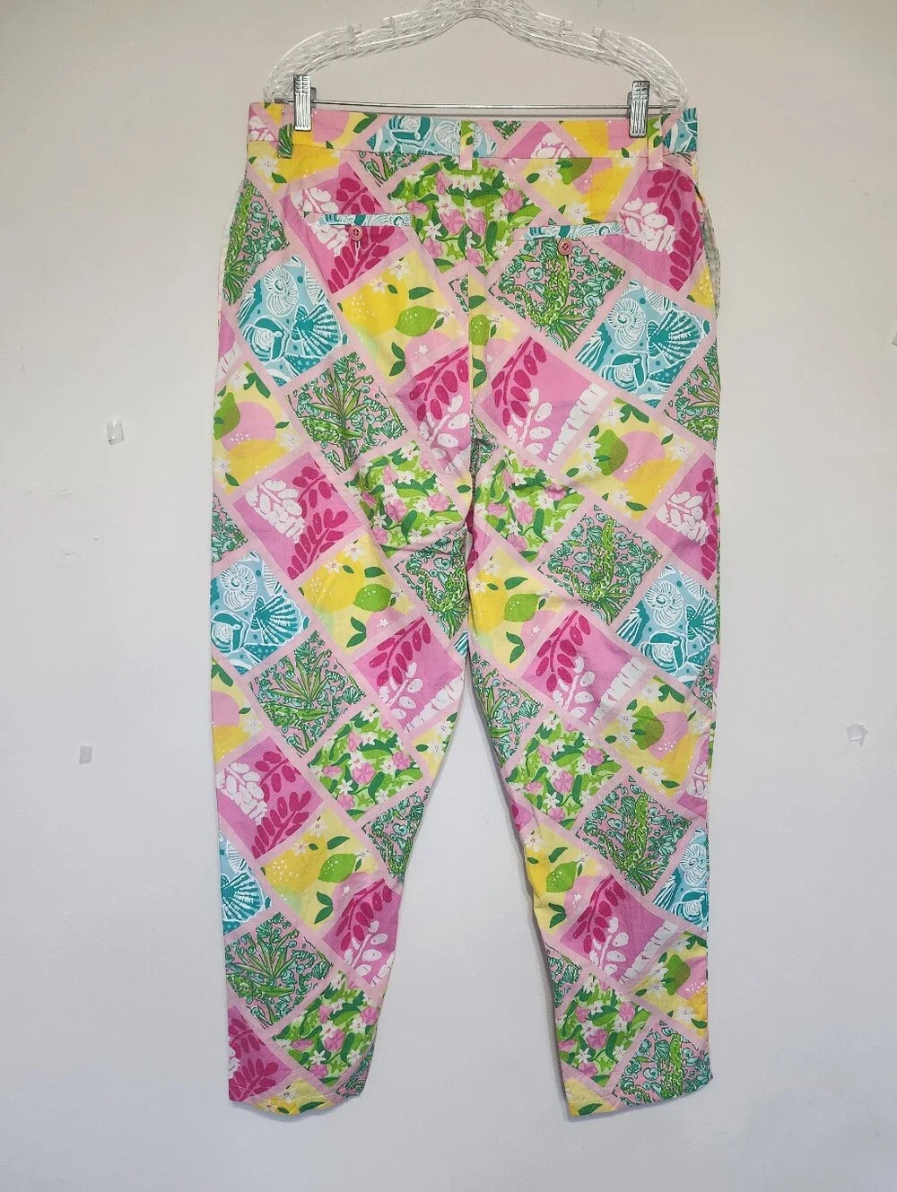 Vintage Lilly Pulitzer Men’s Resort Pants Bright Tropical Patchwork Preppy 36